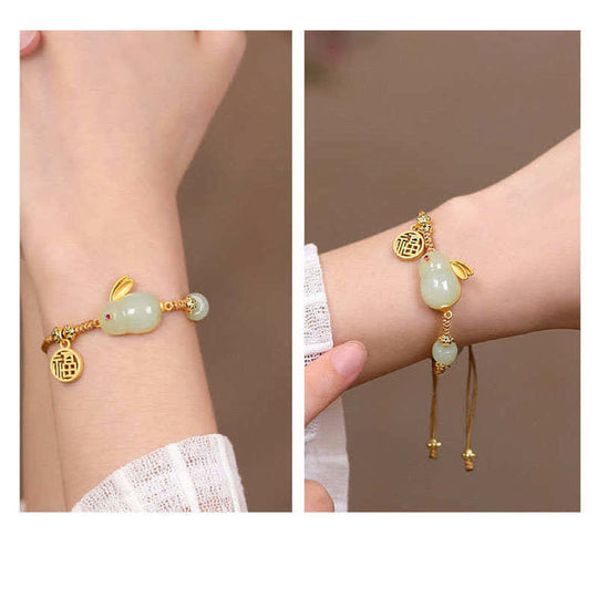 Hetian Jade Rabbit Year Happiness Bracelet