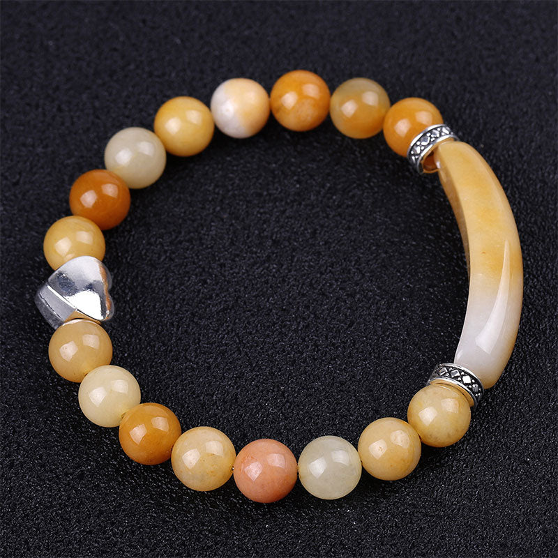 Unisex Heart Natural Crystal Beads Bracelet
