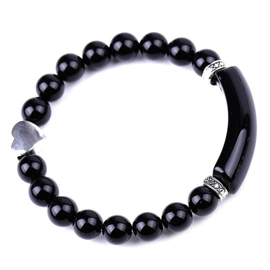 Unisex Heart Natural Crystal Beads Bracelet