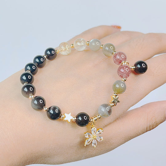 Natural Silver Sheen Obsidian Love Bracelet