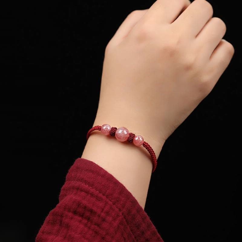 Natural Strawberry Quartz Crystal Love Bracelet