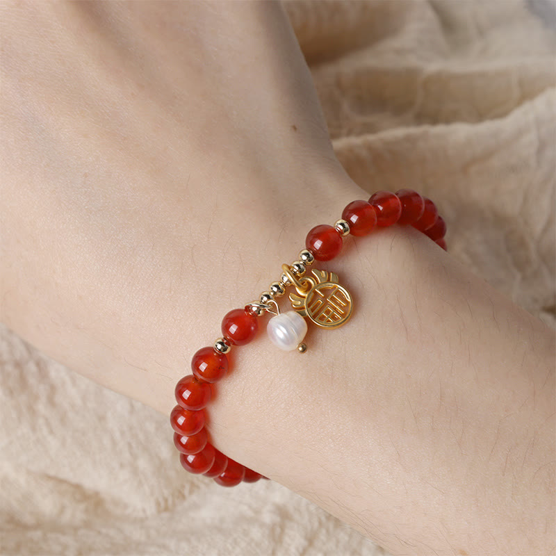 Year The Dragon Red Agate Bracelet