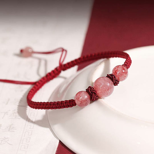 Natural Strawberry Quartz Crystal Love Bracelet