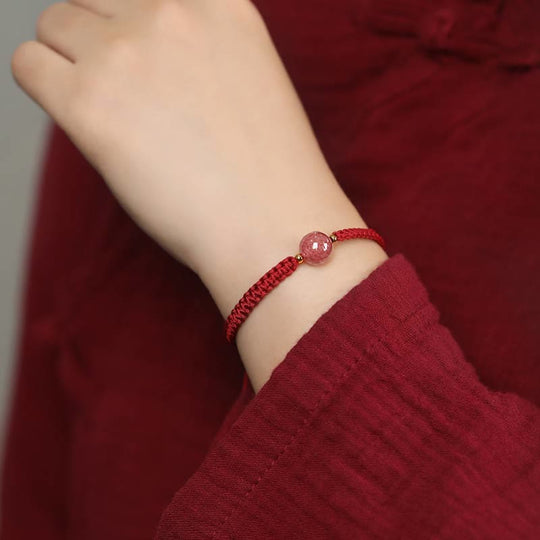 Natural Strawberry Quartz Crystal Love Bracelet
