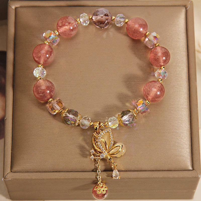 Natural Strawberry Quartz Healing Positive Bracelet