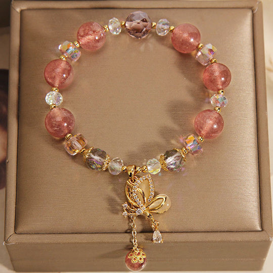 Natural Strawberry Quartz Healing Positive Bracelet