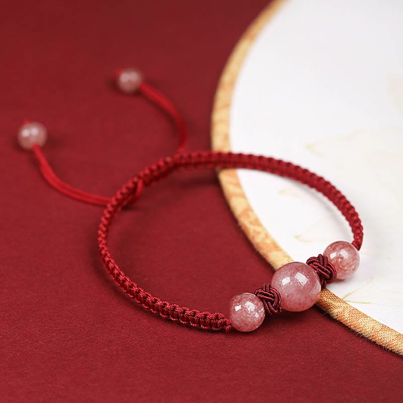 Natural Strawberry Quartz Crystal Love Bracelet