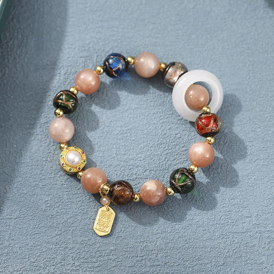 Incense Ash Liuli Glass, Tridacna Bracelet