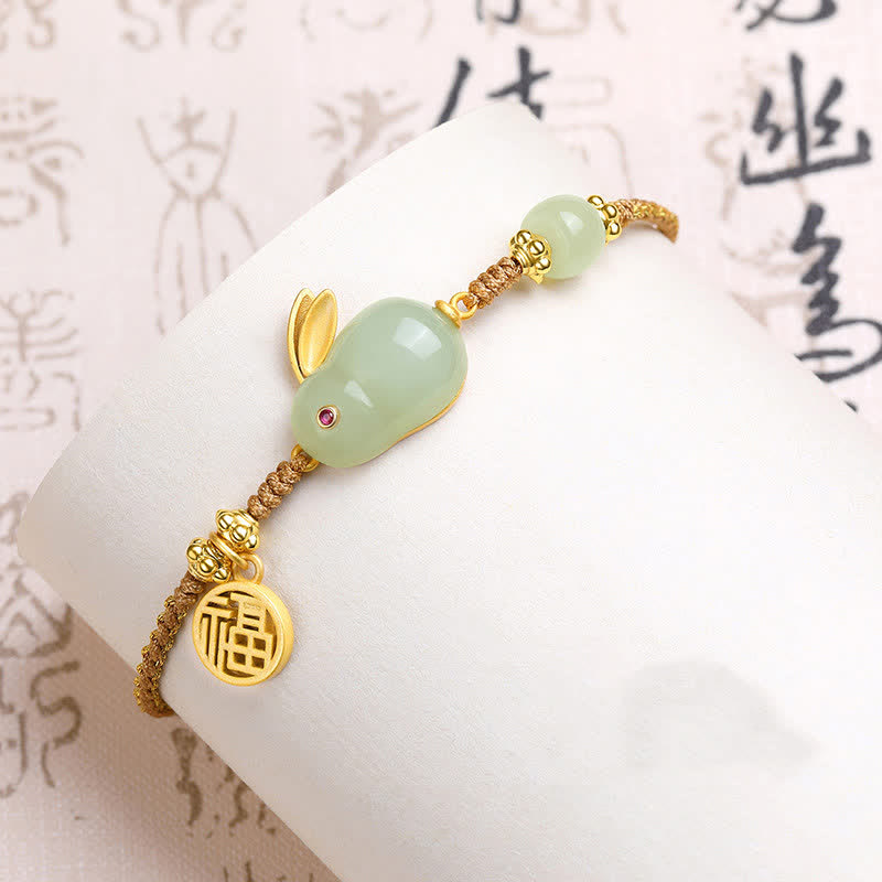 Hetian Jade Rabbit Year Happiness Bracelet