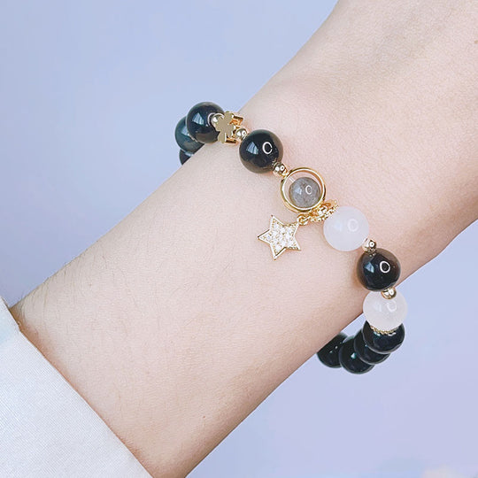 Natural Silver Sheen Obsidian Love Bracelet