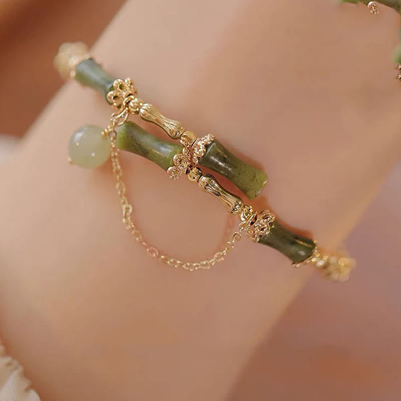 Bamboo Jade Pattern Luck Bangle Bracelet
