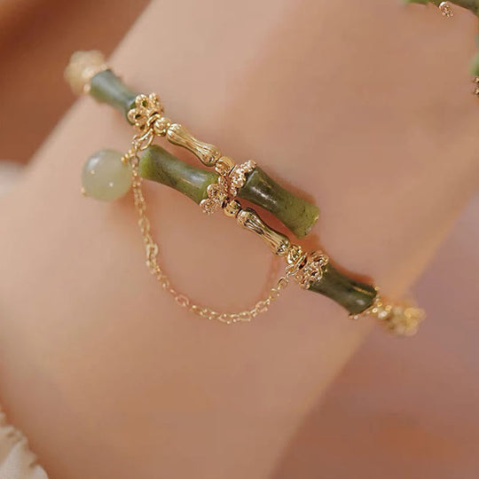 Bamboo Jade Pattern Luck Bangle Bracelet