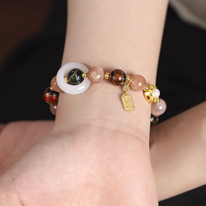Incense Ash Liuli Glass, Tridacna Bracelet