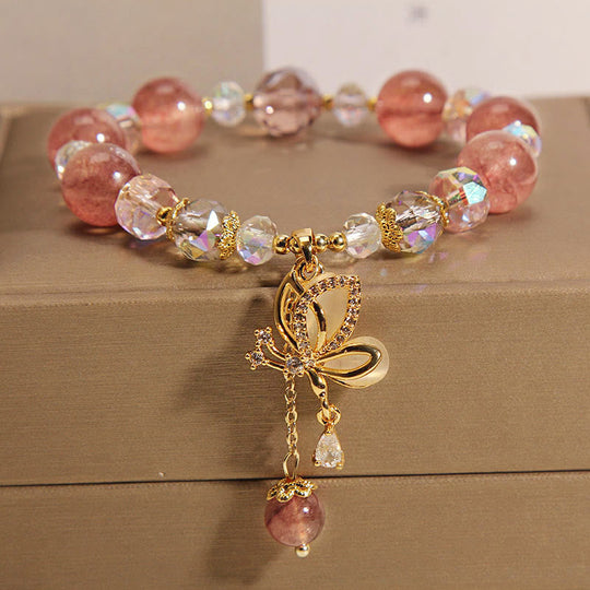 Natural Strawberry Quartz Healing Positive Bracelet