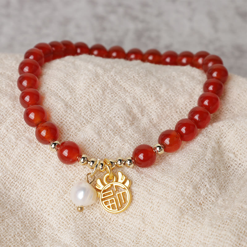 Year The Dragon Red Agate Bracelet