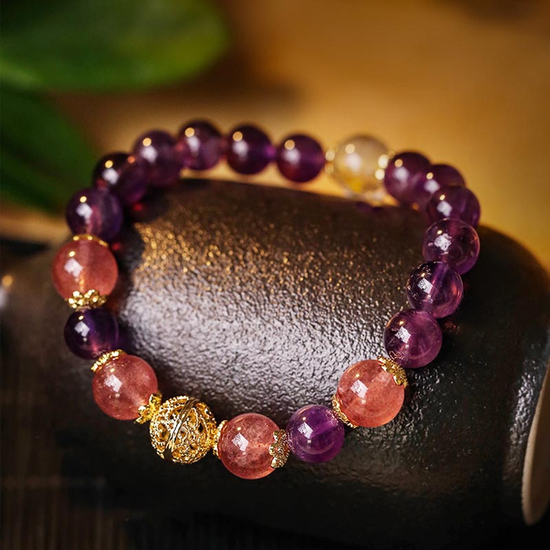 Prosperity Protection Natural Citrine, Amethyst, Bracelet