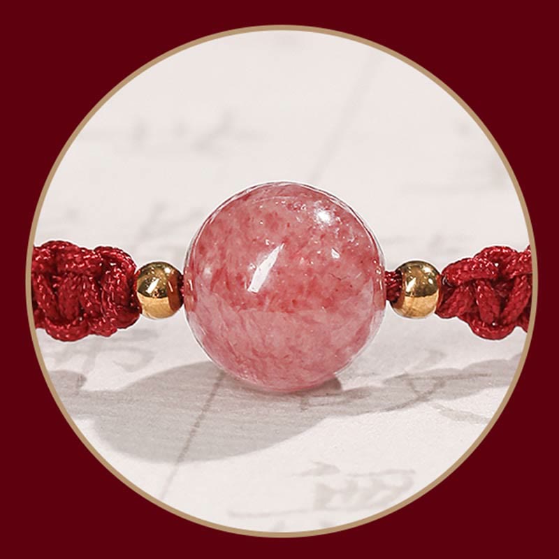 Natural Strawberry Quartz Crystal Love Bracelet