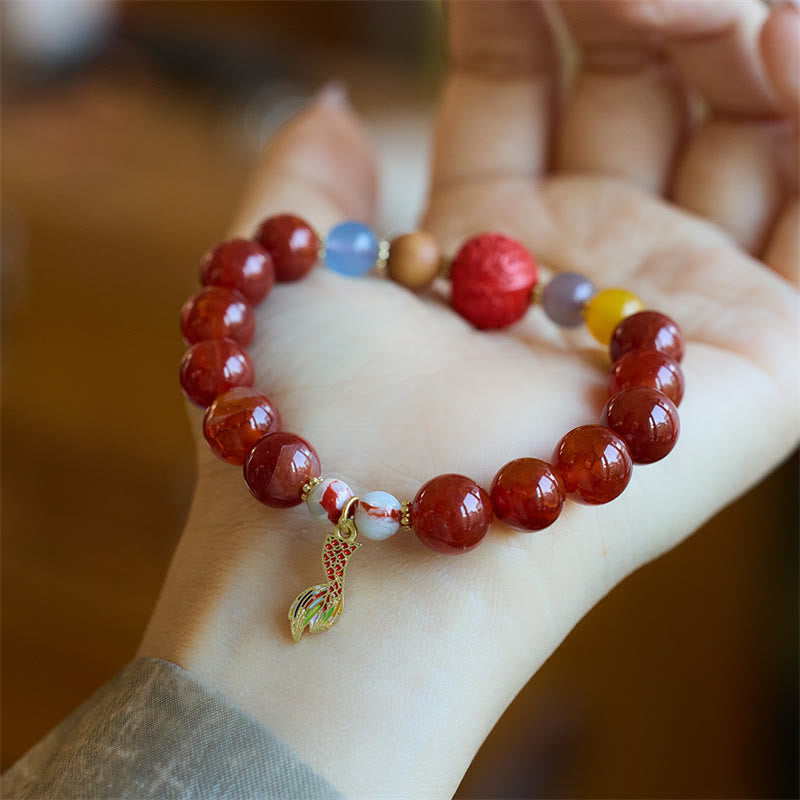 Natural Red Agate Peace Talisman Bracelet