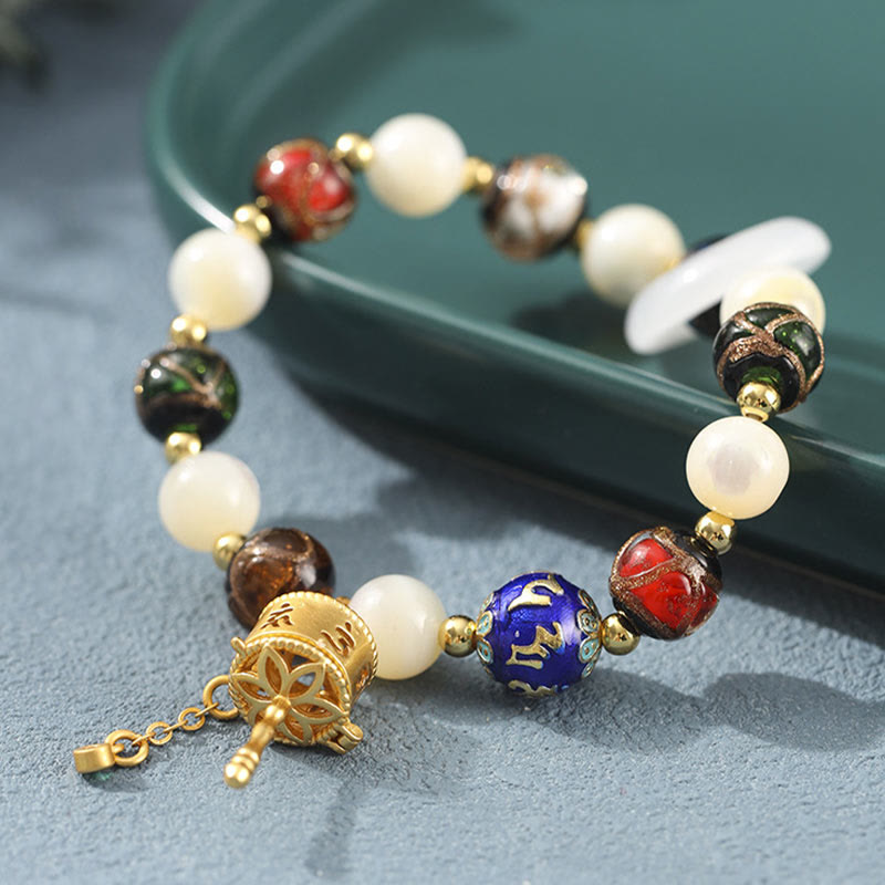 Incense Ash Liuli Glass, Tridacna Bracelet