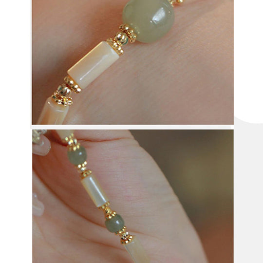 Gold-plated Bamboo Pattern Tridacna Bracelet