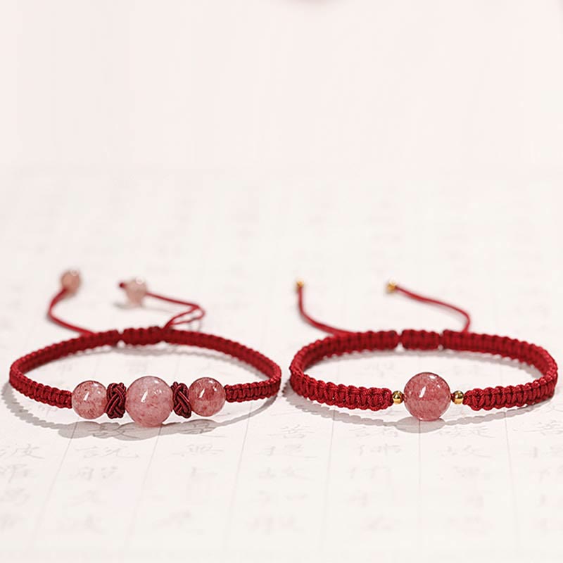 Natural Strawberry Quartz Crystal Love Bracelet