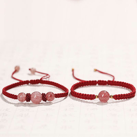 Natural Strawberry Quartz Crystal Love Bracelet