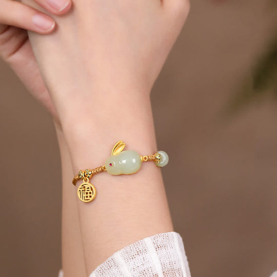 Hetian Jade Rabbit Year Happiness Bracelet