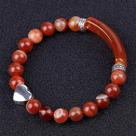 Unisex Heart Natural Crystal Beads Bracelet