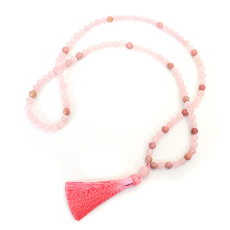 Pink Crystal Love Tassel 108 Bracelet