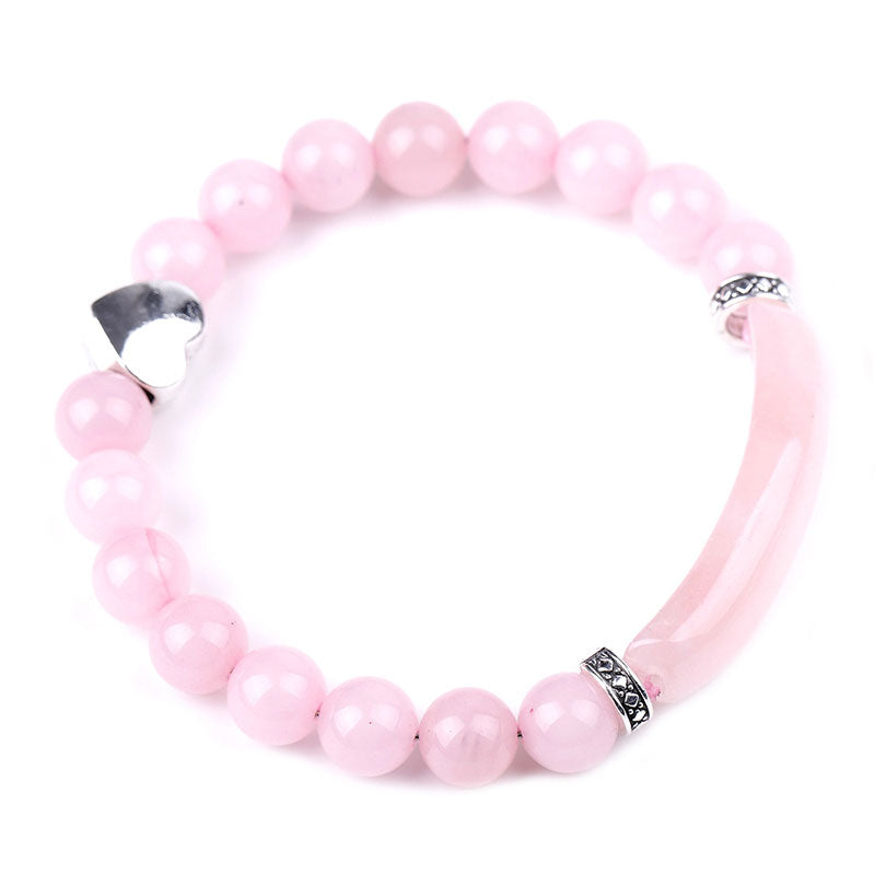 Unisex Heart Natural Crystal Beads Bracelet