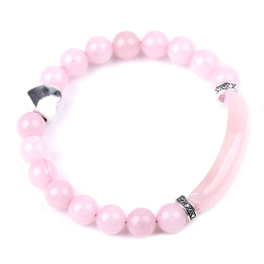 Unisex Heart Natural Crystal Beads Bracelet