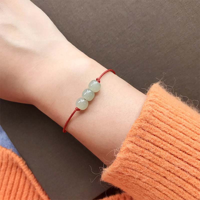 Jade Luck Three Buddha Stone Bracelet