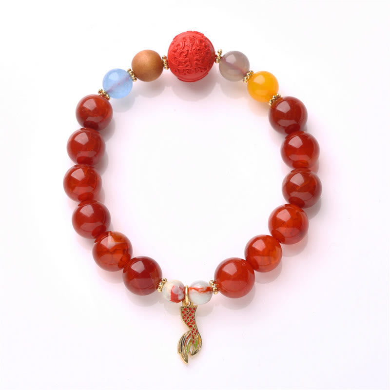 Natural Red Agate Peace Talisman Bracelet