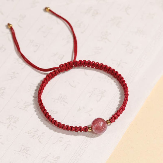 Natural Strawberry Quartz Crystal Love Bracelet