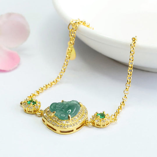 Green Jade Zircon Lucky Chain Bracelet