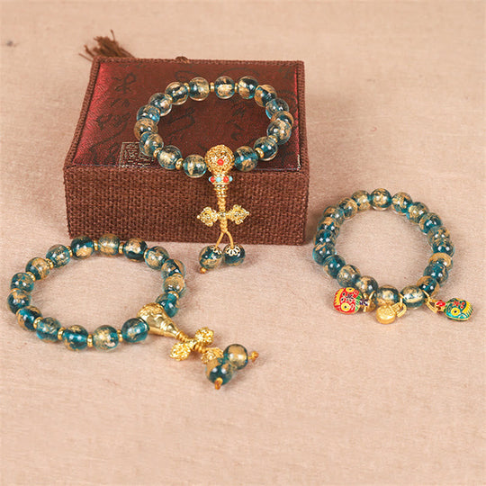 Gold Dorje Vajra Strength Bead Bracelet