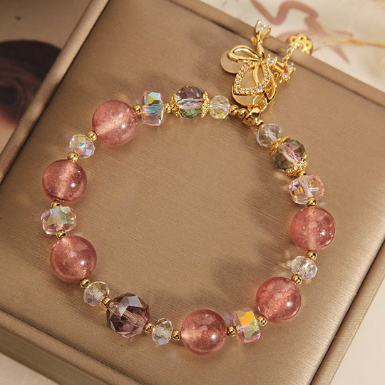 Natural Strawberry Quartz Healing Positive Bracelet