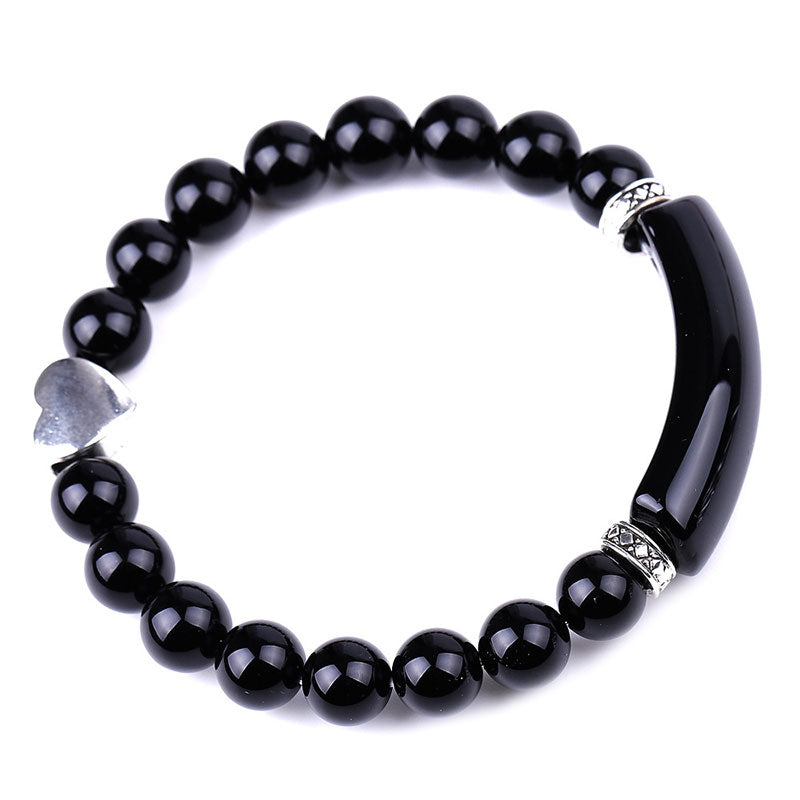 Unisex Heart Natural Crystal Beads Bracelet