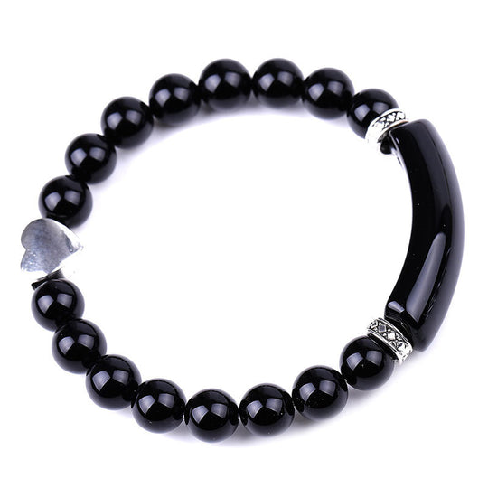 Unisex Heart Natural Crystal Beads Bracelet