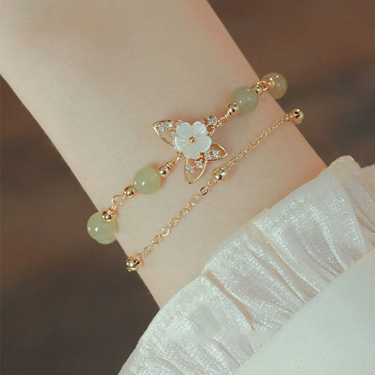 Double Layer Luck 14k Gold Bracelet