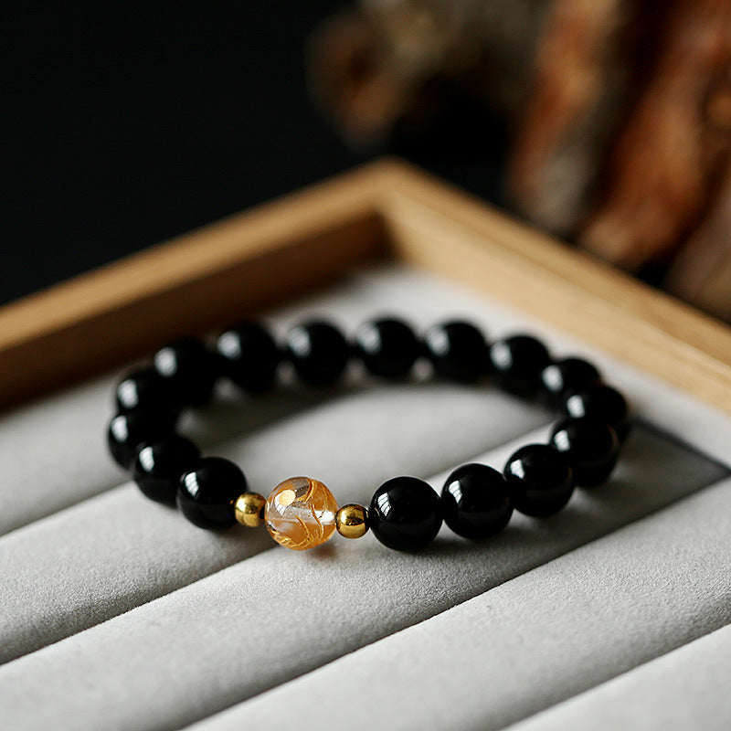 Dragon Strength Natural Black Obsidian, Bracelet