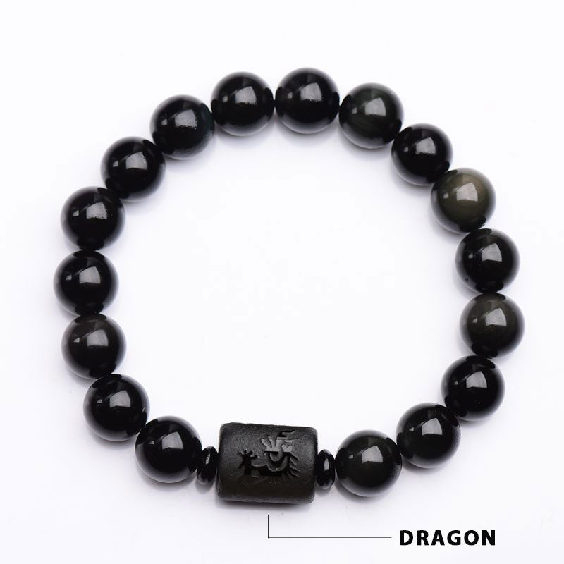 Phoenix Dragon Black Obsidian Soul Bracelet