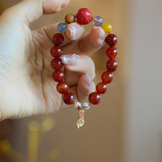 Natural Red Agate Peace Talisman Bracelet