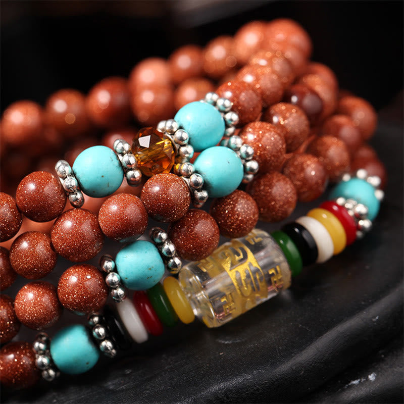 Goldstone 108 Mala Beads , Bracelet
