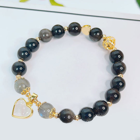 Natural Silver Sheen Obsidian Love Bracelet
