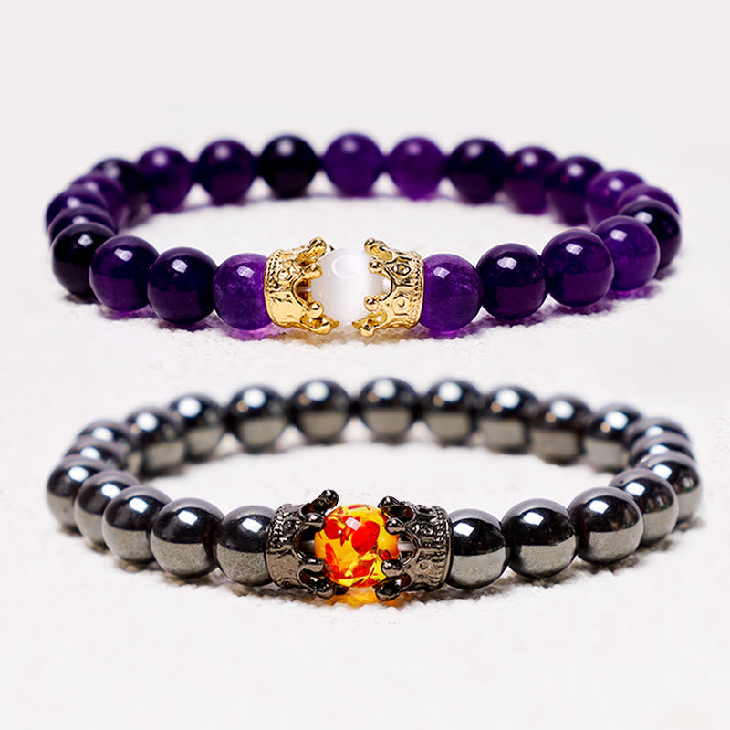 Natural Gemstone King & Queen Bracelet