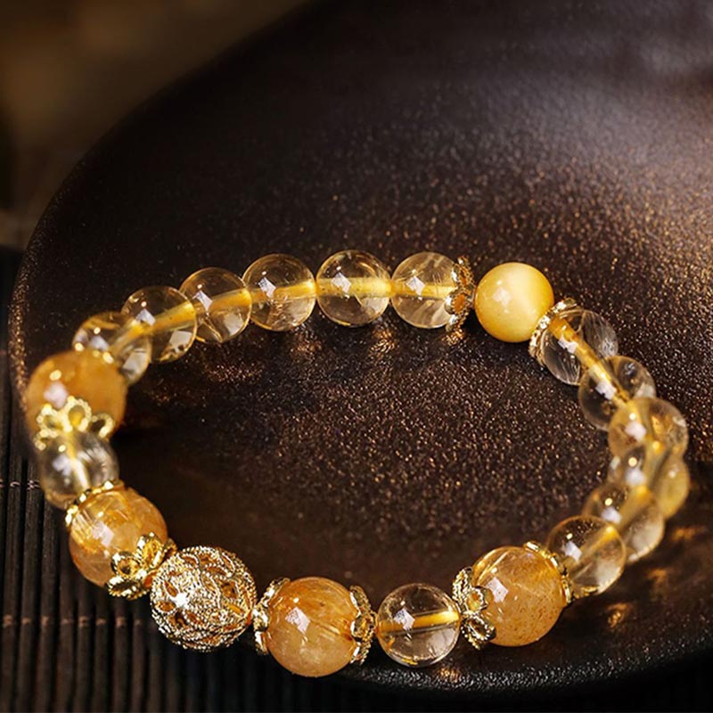 Prosperity Protection Natural Citrine, Amethyst, Bracelet
