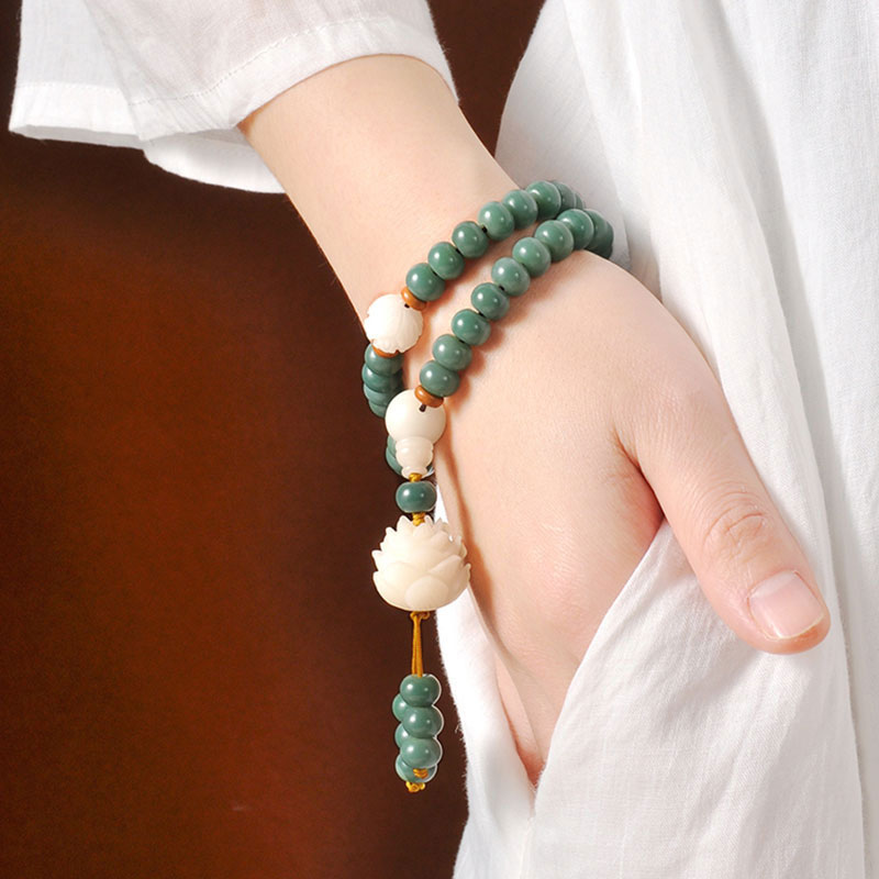 Cyan Bodhi Seed Success Lotus Bracelet