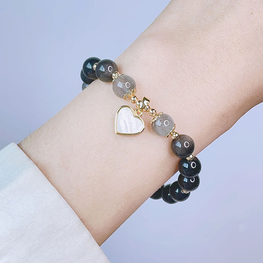 Natural Silver Sheen Obsidian Love Bracelet