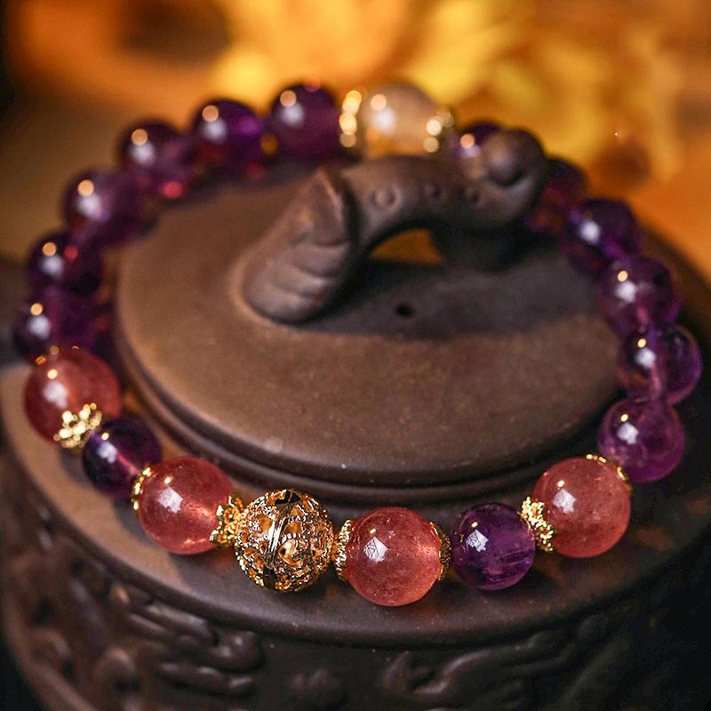 Prosperity Protection Natural Citrine, Amethyst, Bracelet